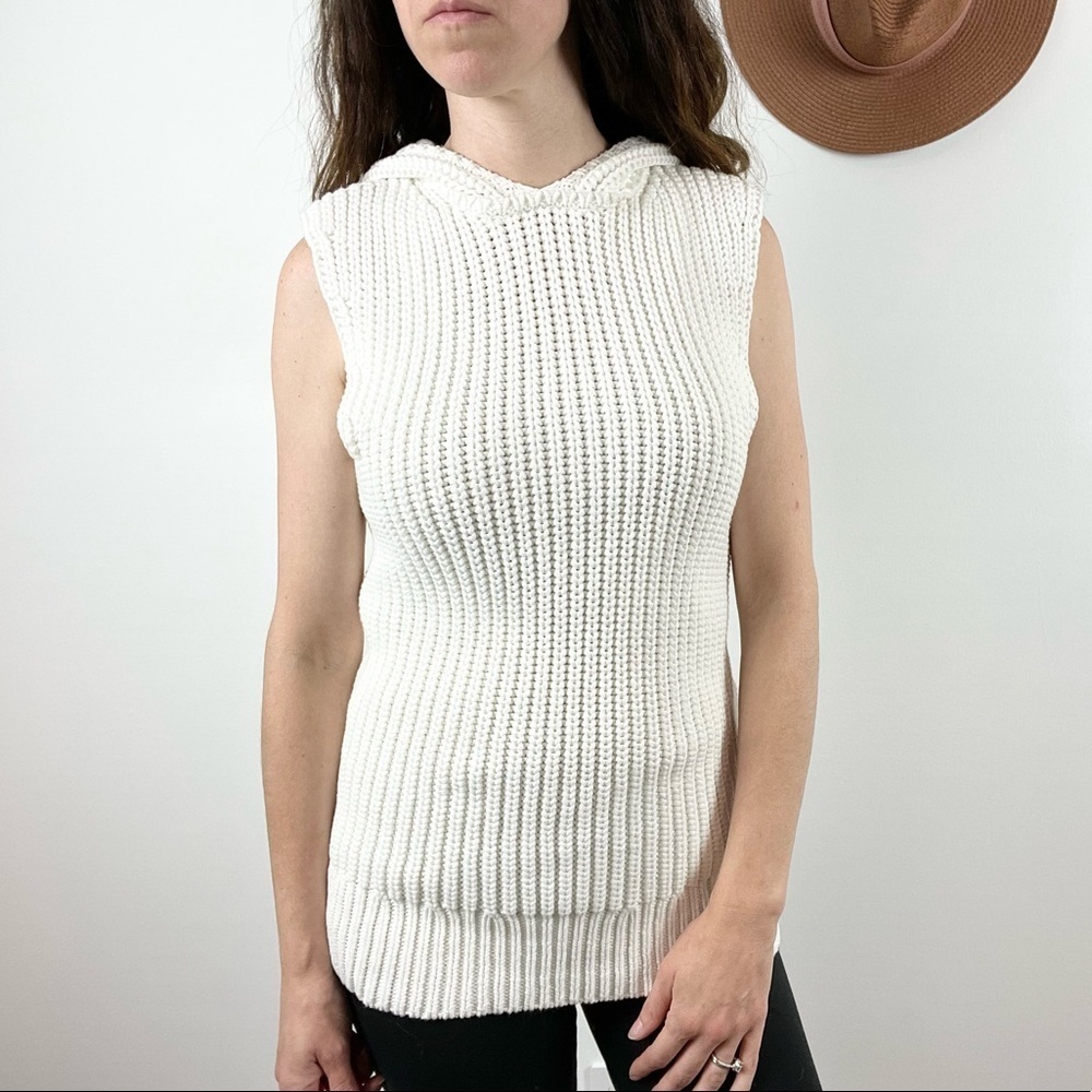 A.L.C. Chunky Knit Hooded Cotton Sleeveless Sweater